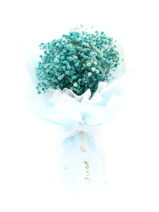 Hand Bouquet-Blue Baby's Breath Blue