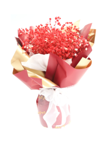 Hand Bouquet-Red Baby's Breath