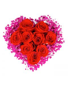 Preserved Red Rose in Heart Shaped Box A