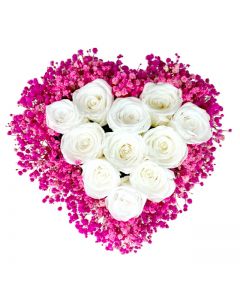 Preserved White Rose in Heart Shaped Box A