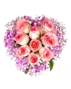 Two Tone Pink Rose in Heart Shaped Box A